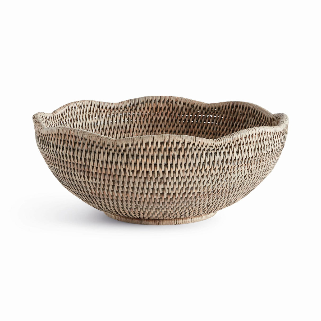Napa Graywash BURMA RATTAN SCALLOPED EDGE BOWL