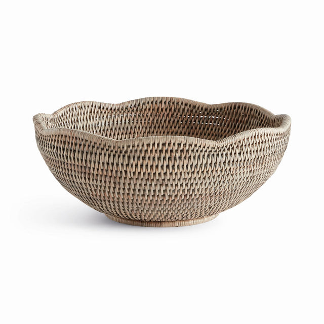 Napa Graywash BURMA RATTAN SCALLOPED EDGE BOWL