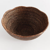 Napa Warm Brown BURMA RATTAN SCALLOPED EDGE BOWL LARGE