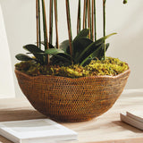 Napa Warm Brown BURMA RATTAN SCALLOPED EDGE BOWL LARGE