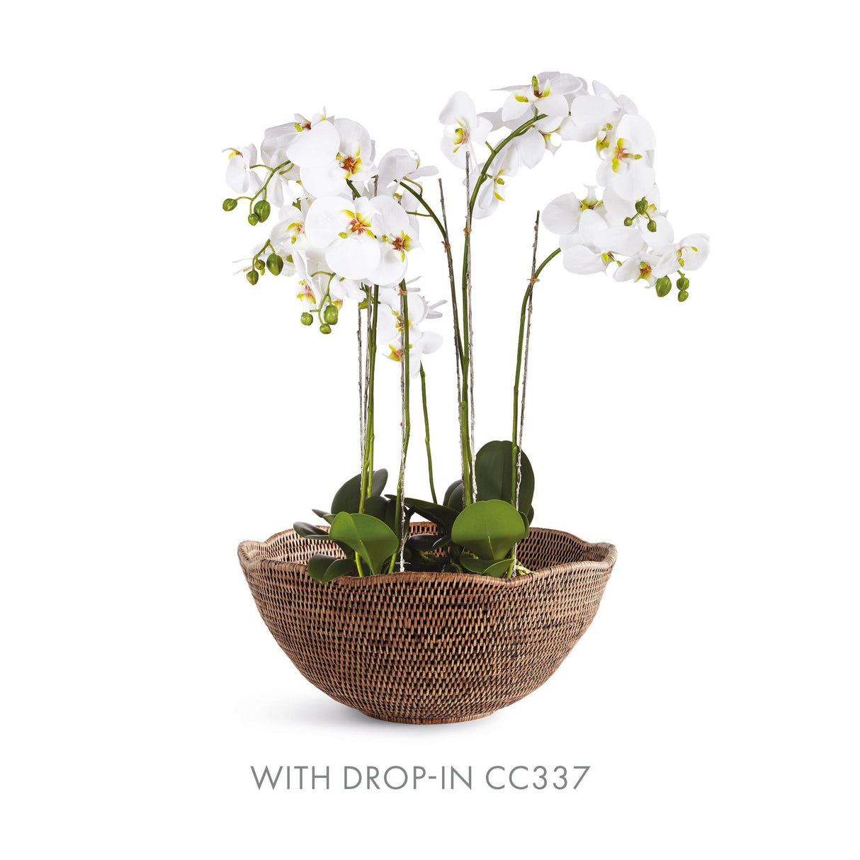 Napa Warm Brown BURMA RATTAN SCALLOPED EDGE BOWL LARGE