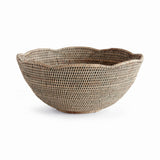 Napa Graywash BURMA RATTAN SCALLOPED EDGE BOWL LARGE
