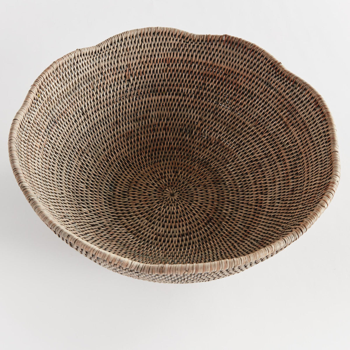 Napa Graywash BURMA RATTAN SCALLOPED EDGE BOWL LARGE