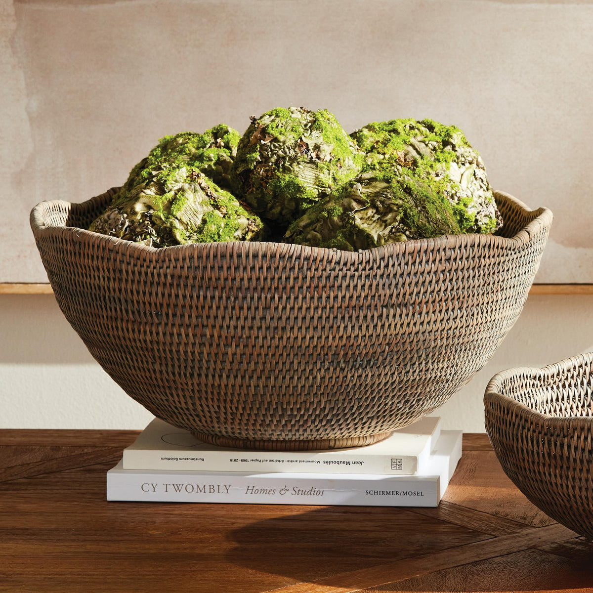 Napa Graywash BURMA RATTAN SCALLOPED EDGE BOWL LARGE