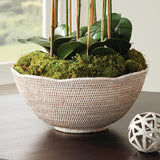 Napa Whitewash BURMA RATTAN SCALLOPED EDGE BOWL LARGE