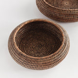 Napa Warm Brown BURMA RATTAN SHALLOW DISPLAY BOWLS, SET OF 2