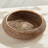 Napa Warm Brown BURMA RATTAN SHALLOW DISPLAY BOWLS, SET OF 2