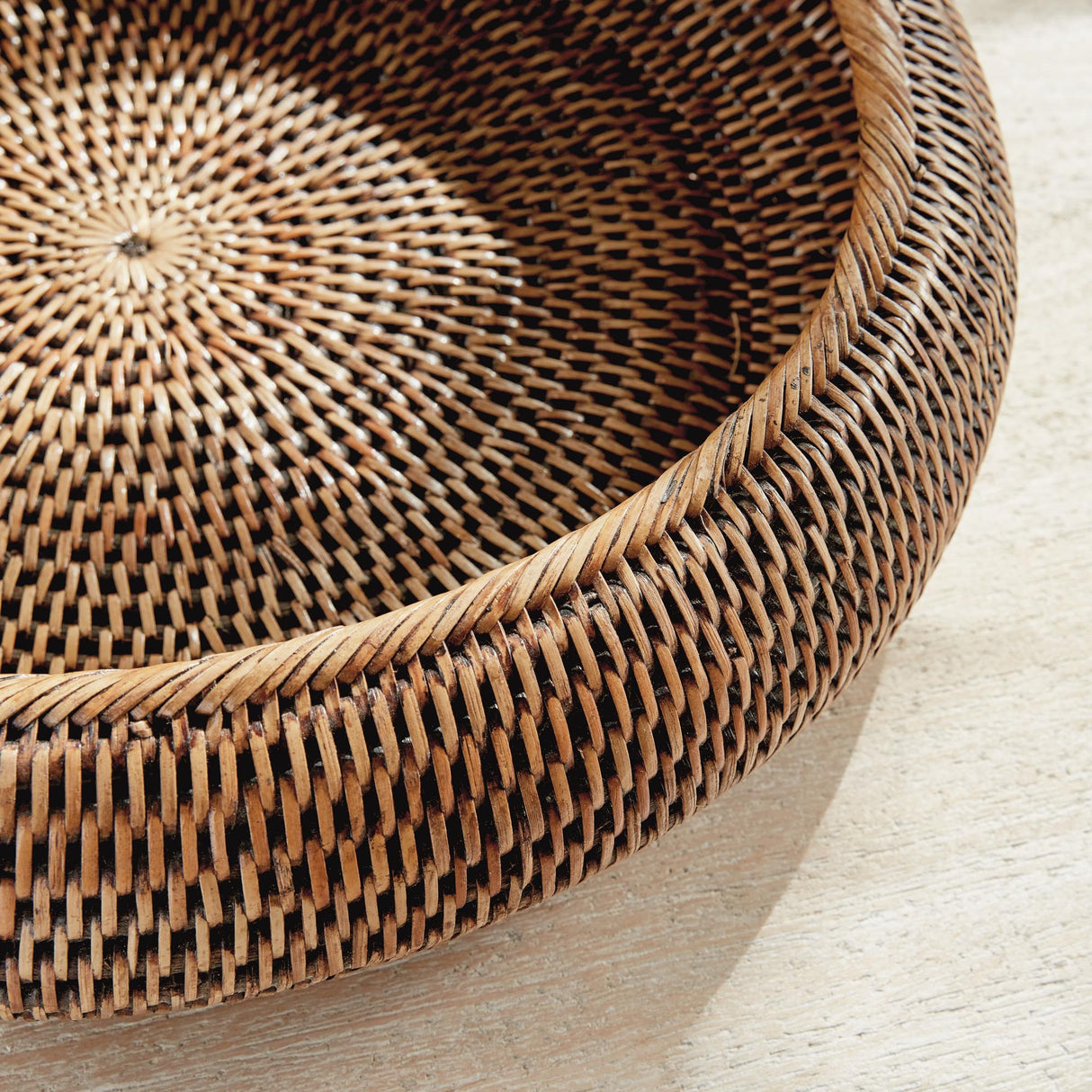 Napa Warm Brown BURMA RATTAN SHALLOW DISPLAY BOWLS, SET OF 2