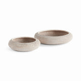 Napa Whitewash BURMA RATTAN SHALLOW DISPLAY BOWLS, SET OF 2