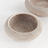 Napa Whitewash BURMA RATTAN SHALLOW DISPLAY BOWLS, SET OF 2