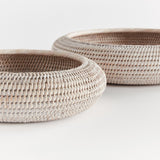 Napa Whitewash BURMA RATTAN SHALLOW DISPLAY BOWLS, SET OF 2