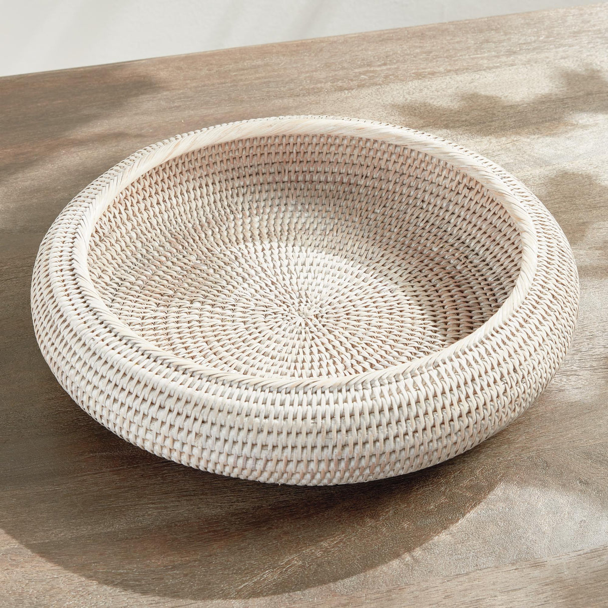 Napa Whitewash BURMA RATTAN SHALLOW DISPLAY BOWLS, SET OF 2