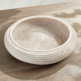 Napa Whitewash BURMA RATTAN SHALLOW DISPLAY BOWLS, SET OF 2