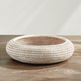 Napa Whitewash BURMA RATTAN SHALLOW DISPLAY BOWLS, SET OF 2