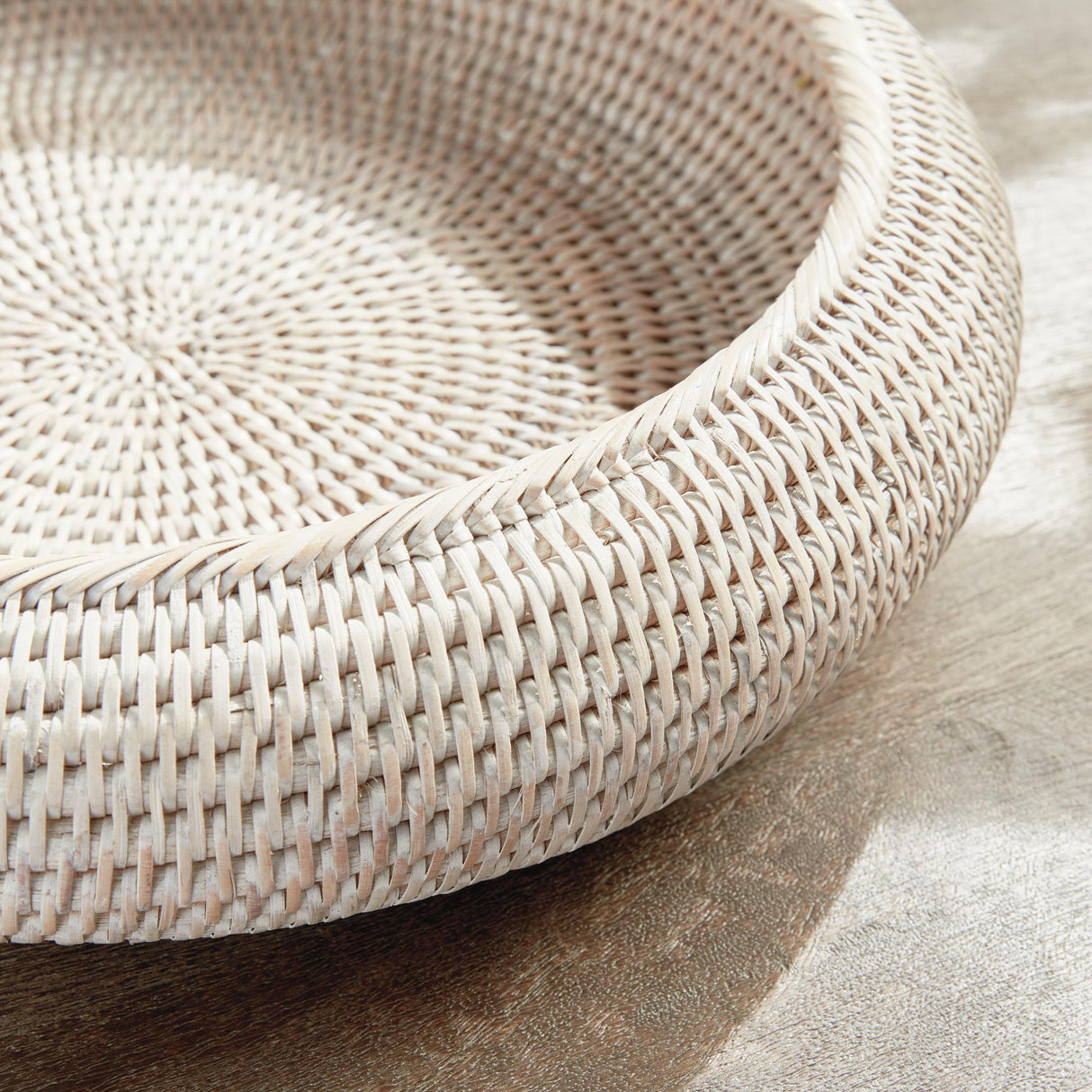 Napa Whitewash BURMA RATTAN SHALLOW DISPLAY BOWLS, SET OF 2