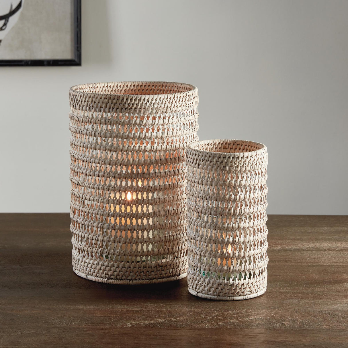 Napa Whitewash BURMA RATTAN HURRICANE SMALL