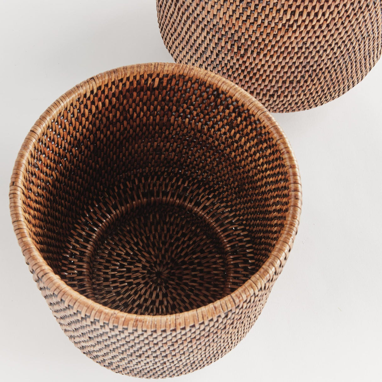 Napa Warm Brown BURMA RATTAN CACHEPOTS LARGE, SET OF 2