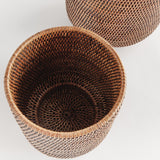 Napa Warm Brown BURMA RATTAN CACHEPOTS LARGE, SET OF 2