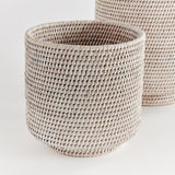 Napa Whitewash BURMA RATTAN CACHEPOTS LARGE, SET OF 2