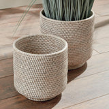Napa Whitewash BURMA RATTAN CACHEPOTS LARGE, SET OF 2