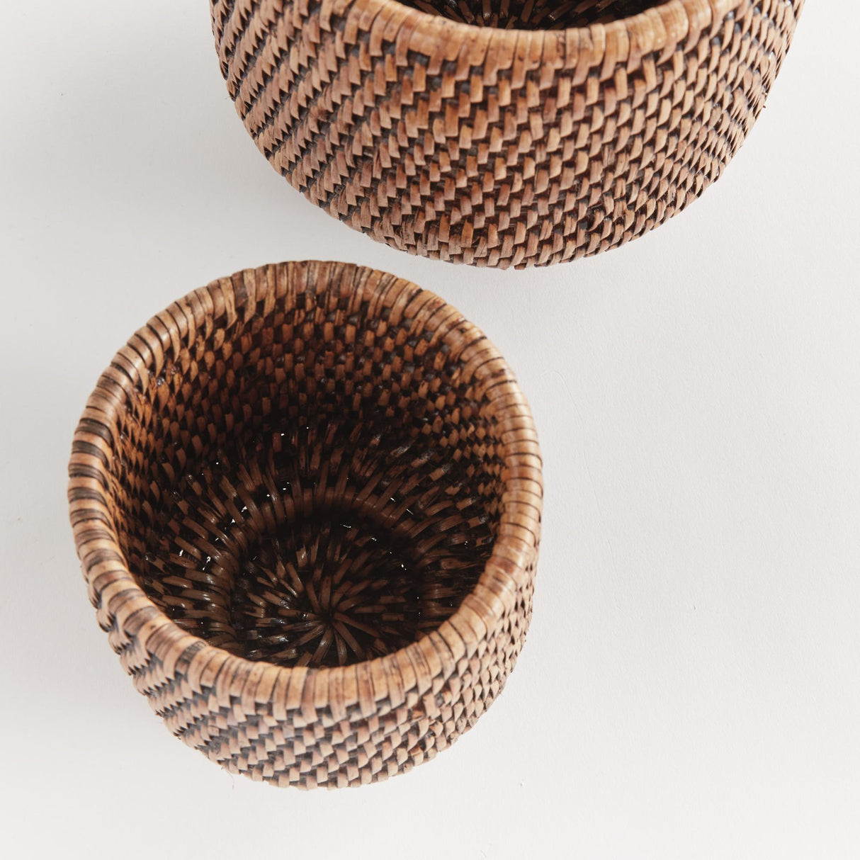 Napa Warm Brown BURMA RATTAN CACHEPOTS SMALL, SET OF 2