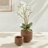 Napa Warm Brown BURMA RATTAN CACHEPOTS SMALL, SET OF 2