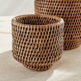 Napa Warm Brown BURMA RATTAN CACHEPOTS SMALL, SET OF 2