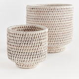 Napa Whitewash BURMA RATTAN CACHEPOTS SMALL, SET OF 2