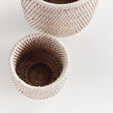 Napa Whitewash BURMA RATTAN CACHEPOTS SMALL, SET OF 2