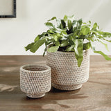 Napa Whitewash BURMA RATTAN CACHEPOTS SMALL, SET OF 2