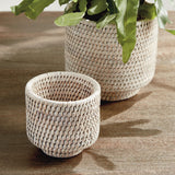 Napa Whitewash BURMA RATTAN CACHEPOTS SMALL, SET OF 2