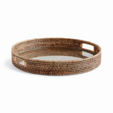 Napa Warm Brown BURMA RATTAN ROUND SERVING TRAY LARGE