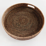 Napa Warm Brown BURMA RATTAN ROUND SERVING TRAY LARGE