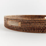 Napa Warm Brown BURMA RATTAN ROUND SERVING TRAY LARGE