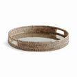 Napa Graywash BURMA RATTAN ROUND SERVING TRAY LARGE