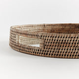 Napa Graywash BURMA RATTAN ROUND SERVING TRAY LARGE