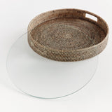 Napa Graywash BURMA RATTAN ROUND SERVING TRAY LARGE