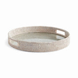 Napa Whitewash BURMA RATTAN ROUND SERVING TRAY LARGE