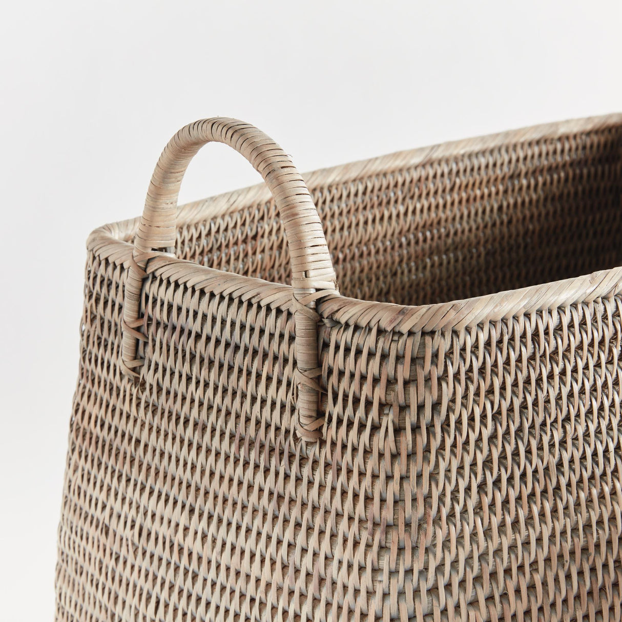 Napa Graywash BURMA RATTAN NARROW MAGAZINE BASKET, SET OF 2