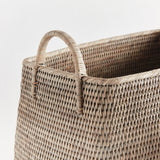 Napa Graywash BURMA RATTAN NARROW MAGAZINE BASKET, SET OF 2