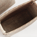 Napa Graywash BURMA RATTAN NARROW MAGAZINE BASKET, SET OF 2