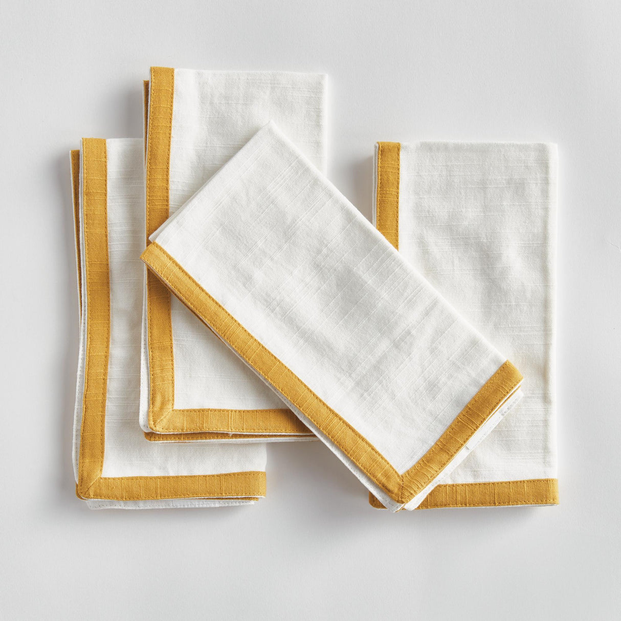 Napa White/Ochre CONNOR DINNER NAPKINS, SET OF 4