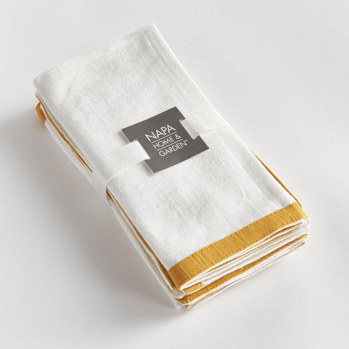 Napa White/Ochre CONNOR DINNER NAPKINS, SET OF 4