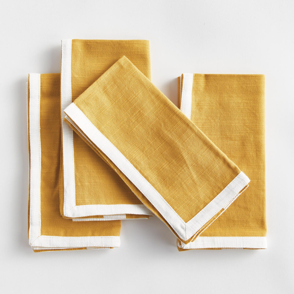 Napa Ochre/White JASE DINNER NAPKINS, SET OF 4