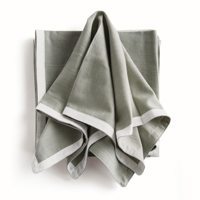 Napa Green/White FERNBROOK DINNER NAPKINS, SET OF 4