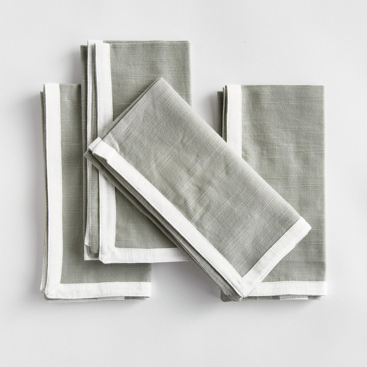 Napa Green/White FERNBROOK DINNER NAPKINS, SET OF 4