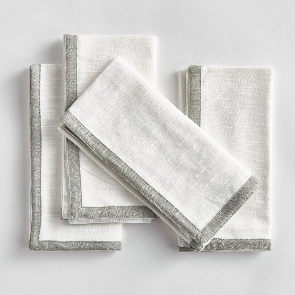 Napa White/Sage QUINN DINNER NAPKINS, SET OF 4