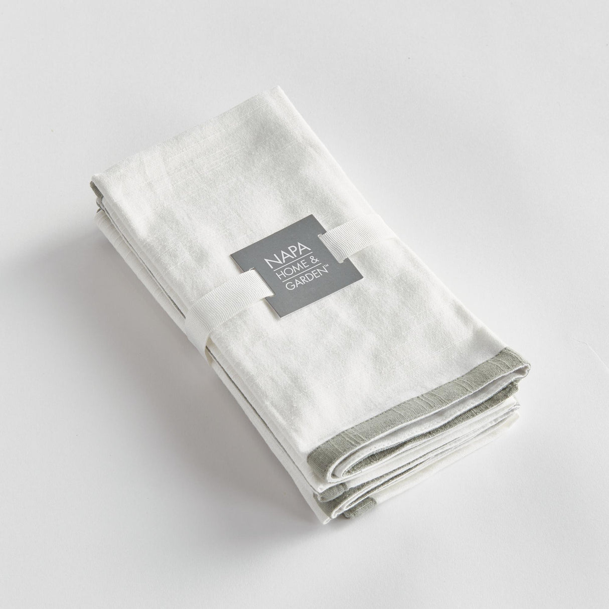 Napa White/Sage QUINN DINNER NAPKINS, SET OF 4