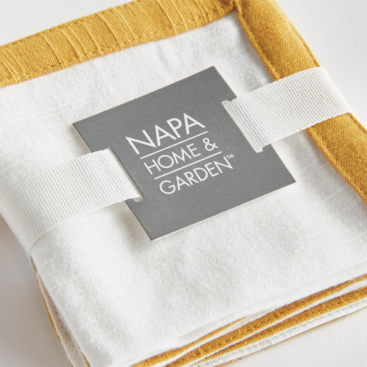 Napa White/Ochre CONNOR COCKTAIL NAPKINS, SET OF 4