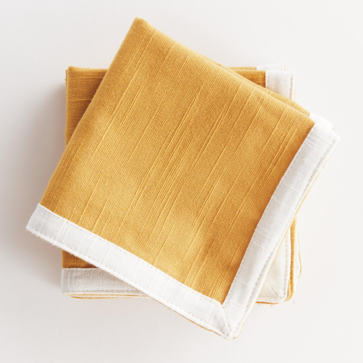 Napa Ochre/White JASE COCKTAIL NAPKINS, SET OF 4